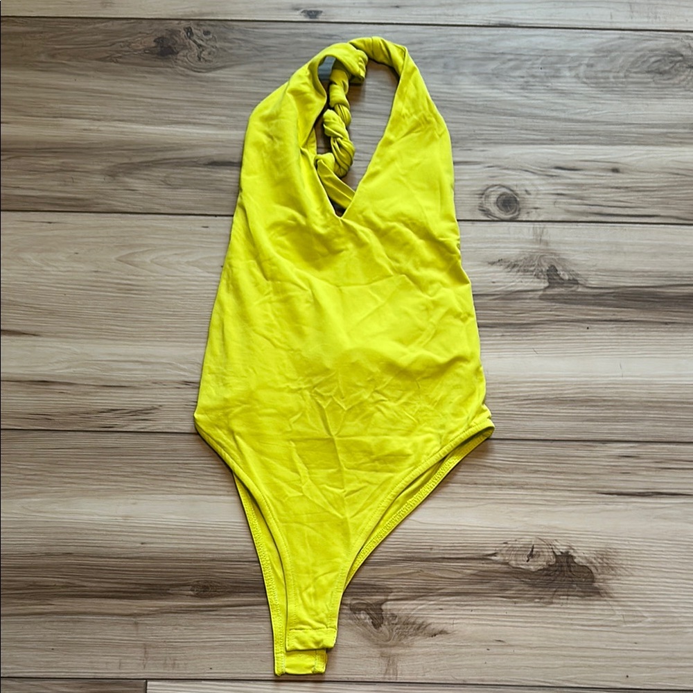 ZARA Women’s Vibrant Yellow Halter One-Piece BodySuit